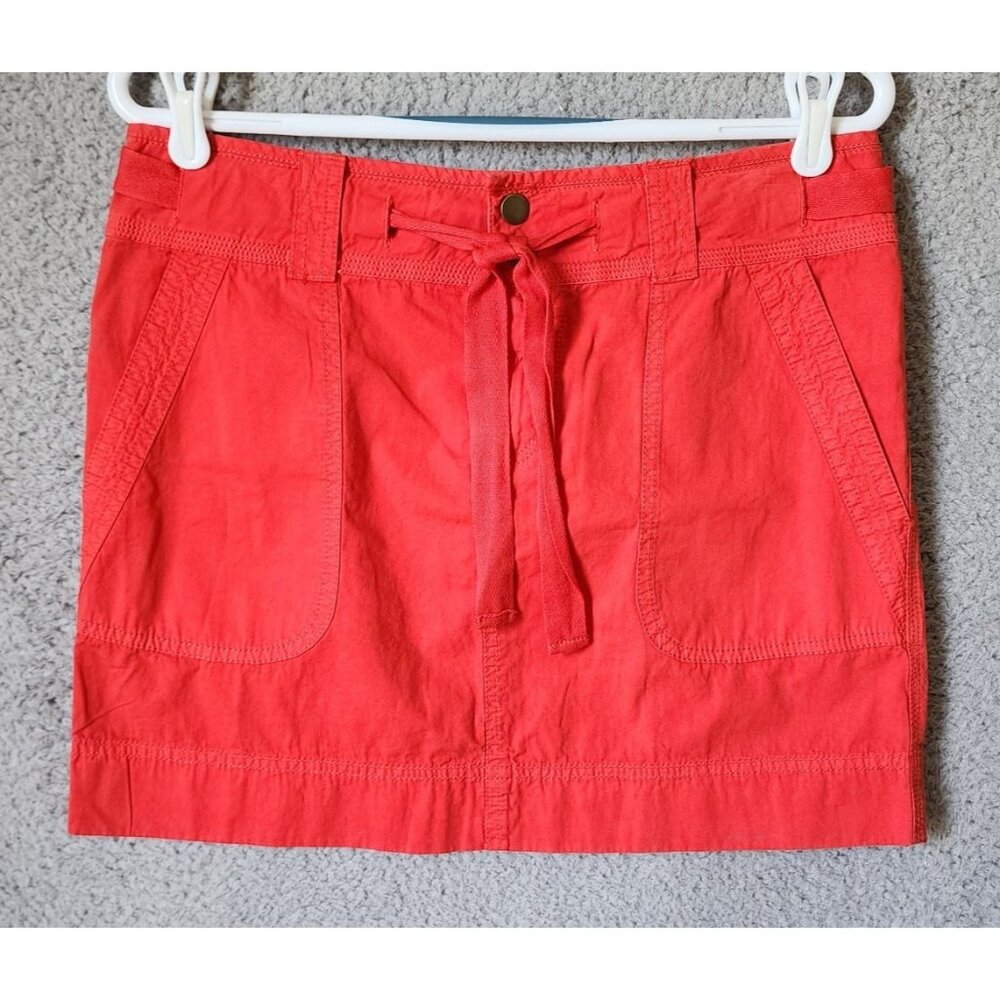 NEW Fossil Women's Mini Cargo Skirt Drawstring Waist 100% Cotton Red Size 28